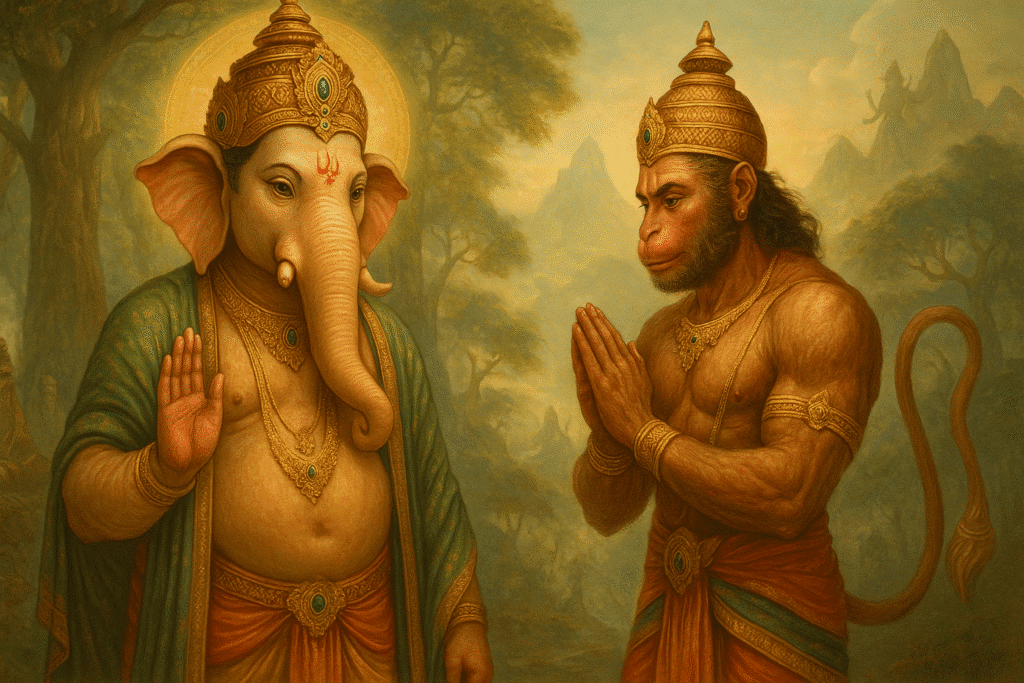 Ganesh ji and hanuman ji first meeting